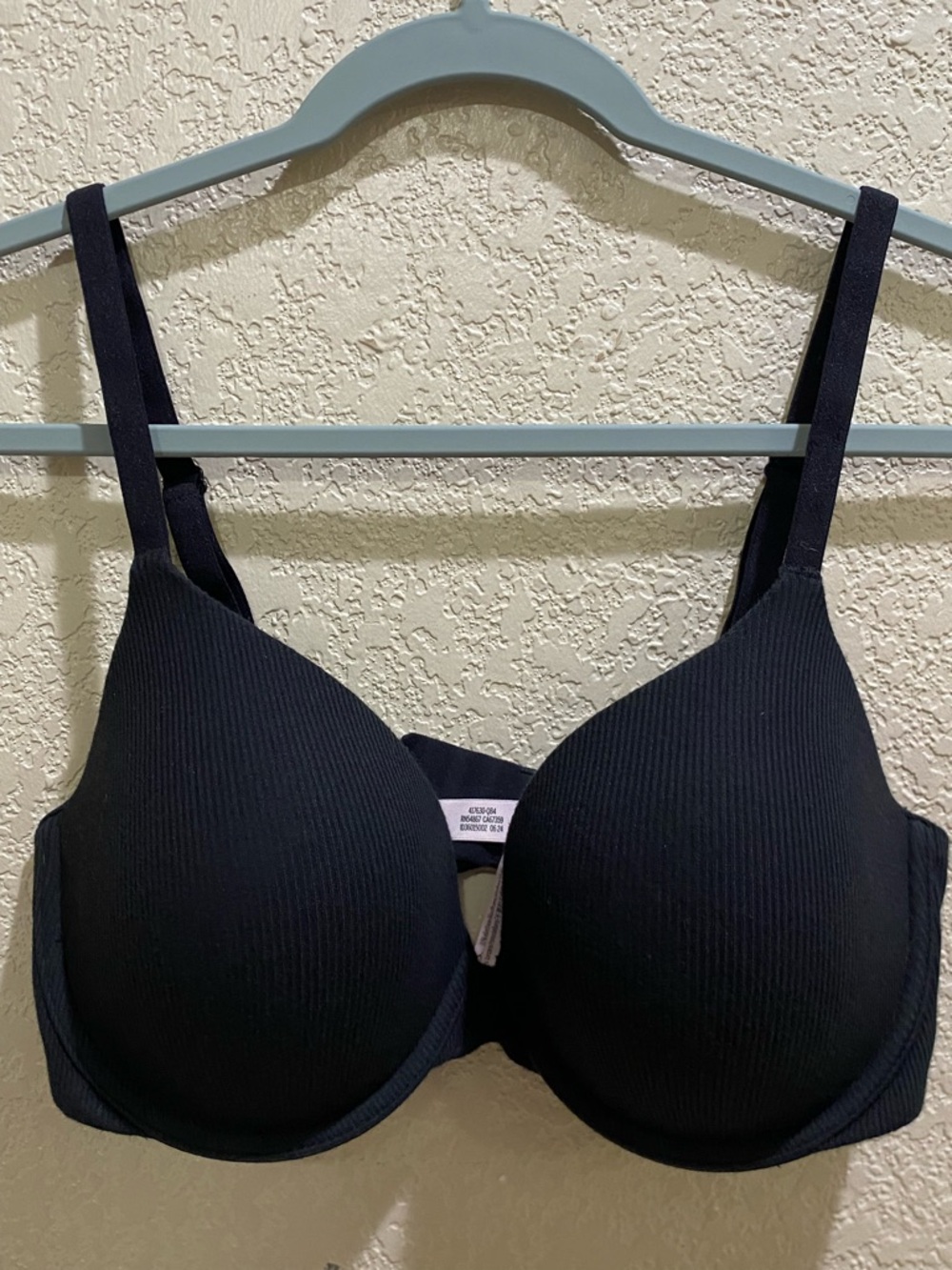 Victoria's Secret Black Ribbed T-Shirt Bra